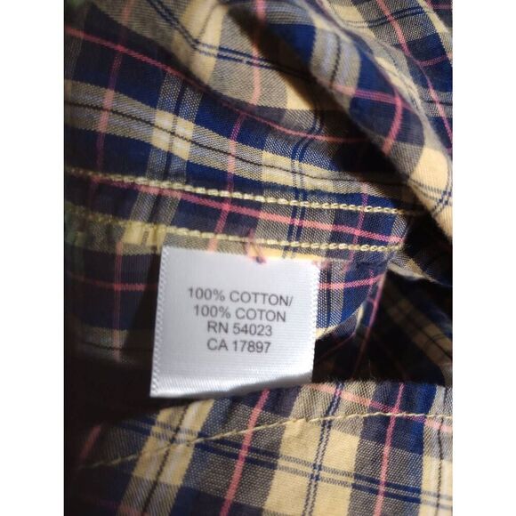 Banana Republic Shirt Men's‎ Large Yellow Blue Button Front Long Sleeve - Picture 7 of 8